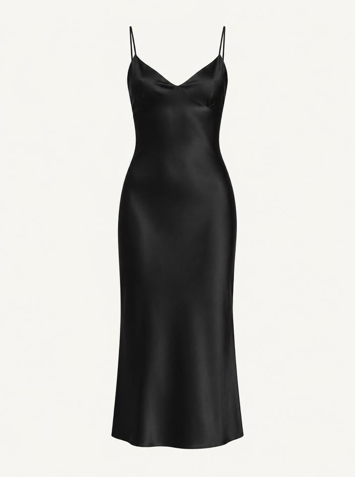 Black Satin Slip Dress