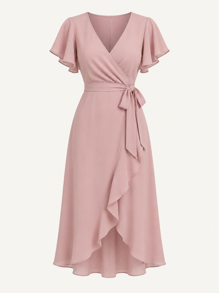 Blush Wrap Midi Dress