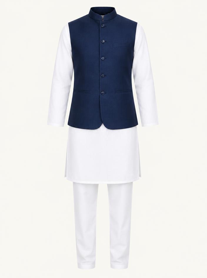 Navy Nehru Jacket Kurta Set