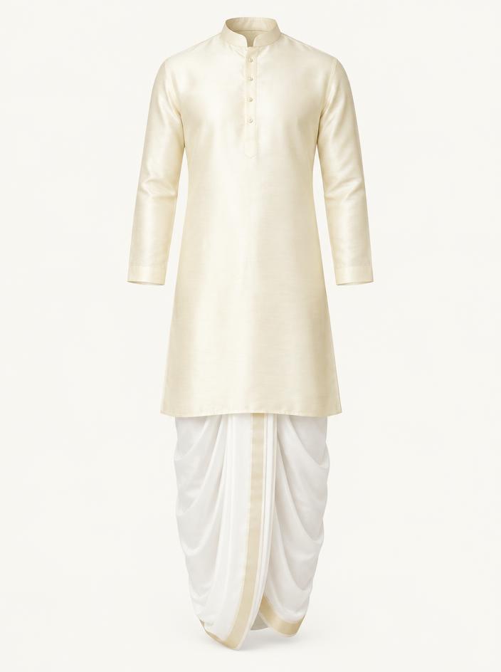 Ivory Silk Dhoti Kurta Set