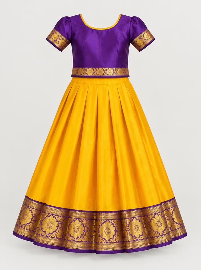 Saffron Purple Pattu Pavadai