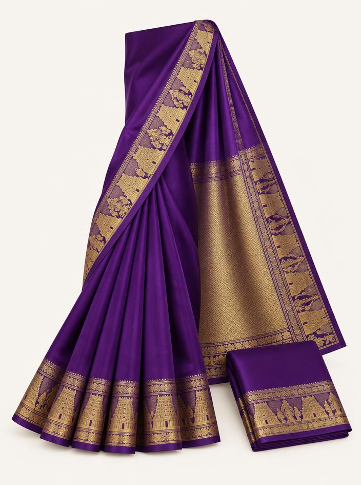 Royal Purple Kanjivaram Silk Saree