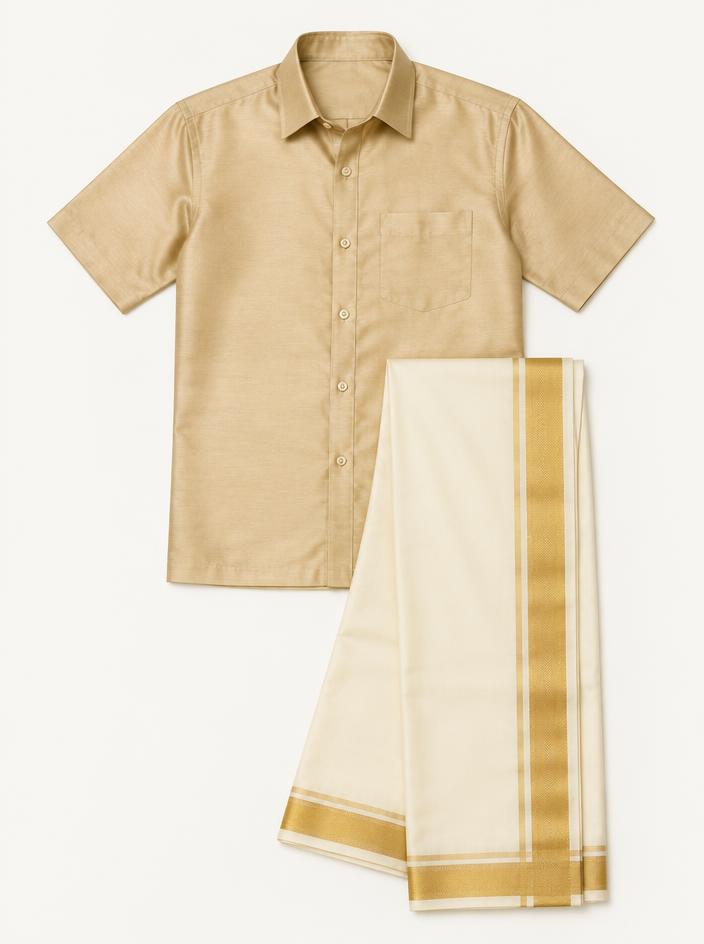 Sandal Silk Shirt & Dhoti Set